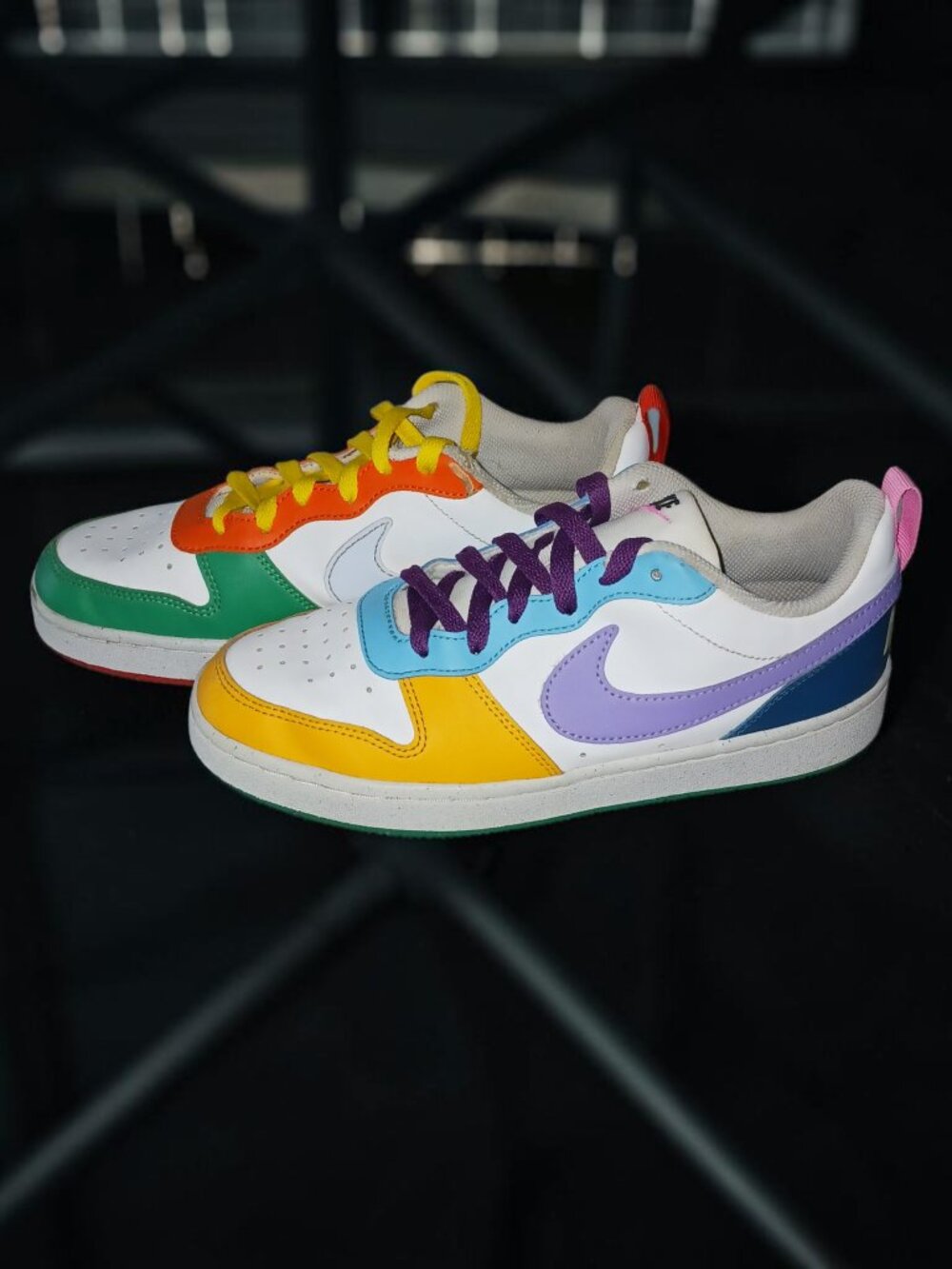 Nike Court Borough Low 2 SE Rainbow Multi Color Sneakers 6Y Women's 7.5 - Picture 3 of 6